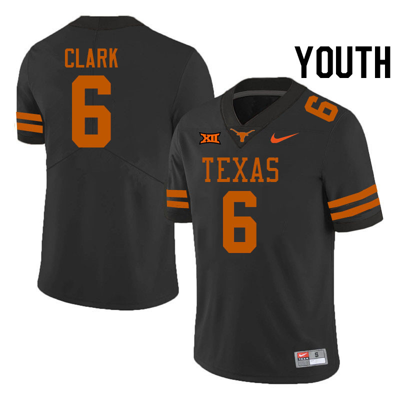 Youth #6 Christian Clark Texas Longhorns College Football Jerseys Stitched-Black